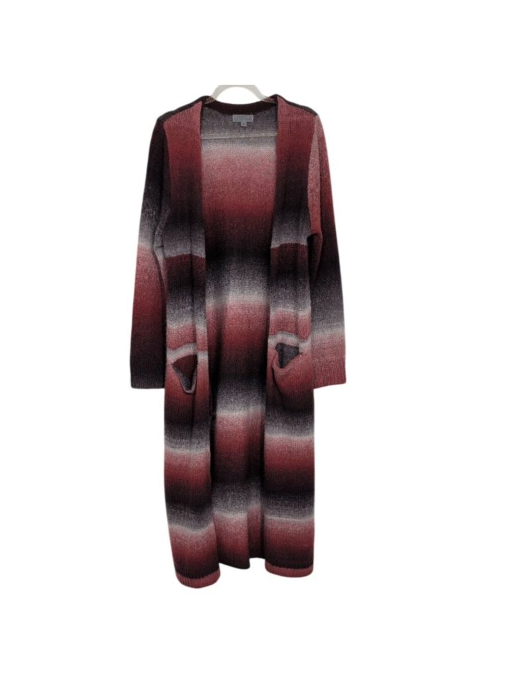 Jos A Bank Ombre Duster Cardigan Womens Size Medium Red Boho Whimsigoth Grunge